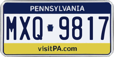 PA license plate MXQ9817