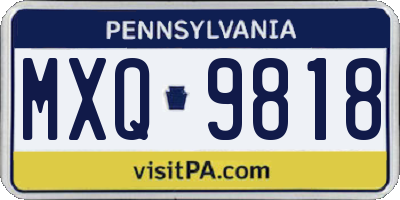 PA license plate MXQ9818