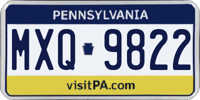 PA license plate MXQ9822