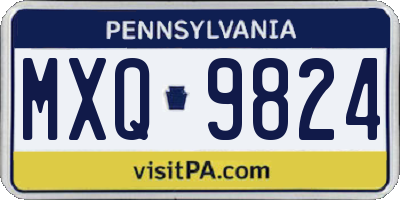 PA license plate MXQ9824
