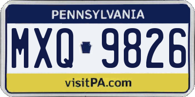 PA license plate MXQ9826