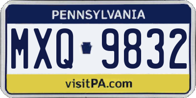 PA license plate MXQ9832