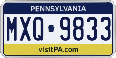 PA license plate MXQ9833