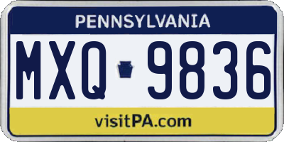 PA license plate MXQ9836