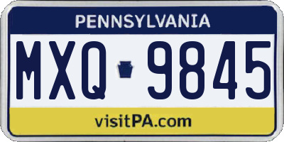 PA license plate MXQ9845