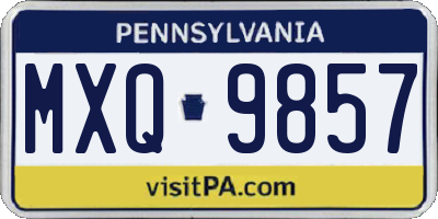 PA license plate MXQ9857