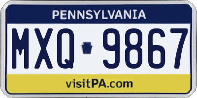 PA license plate MXQ9867