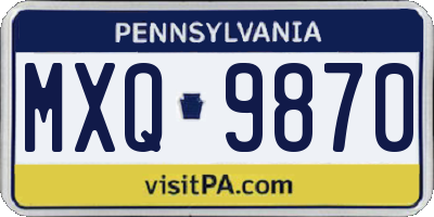 PA license plate MXQ9870