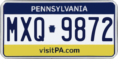 PA license plate MXQ9872