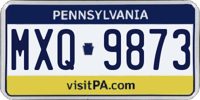 PA license plate MXQ9873