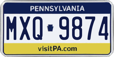 PA license plate MXQ9874
