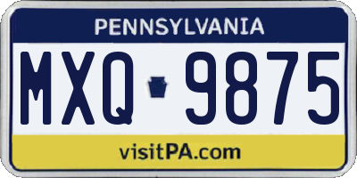 PA license plate MXQ9875