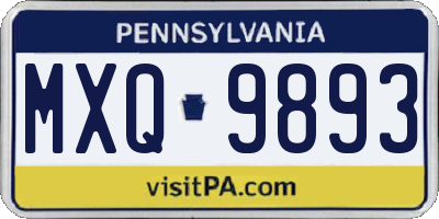 PA license plate MXQ9893