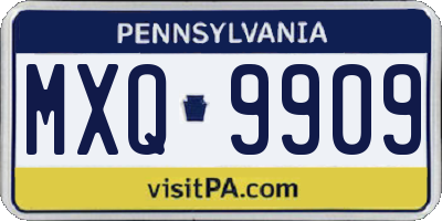 PA license plate MXQ9909