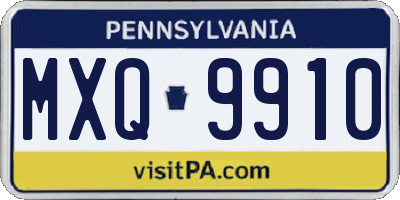 PA license plate MXQ9910