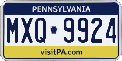 PA license plate MXQ9924