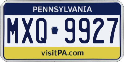 PA license plate MXQ9927