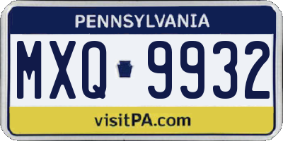 PA license plate MXQ9932
