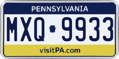 PA license plate MXQ9933