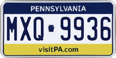PA license plate MXQ9936