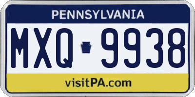 PA license plate MXQ9938