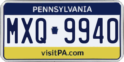 PA license plate MXQ9940