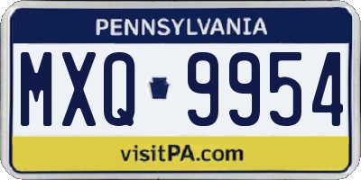 PA license plate MXQ9954