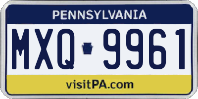 PA license plate MXQ9961