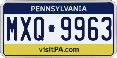 PA license plate MXQ9963