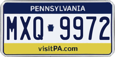PA license plate MXQ9972