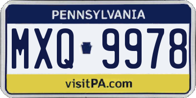 PA license plate MXQ9978