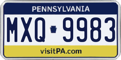PA license plate MXQ9983
