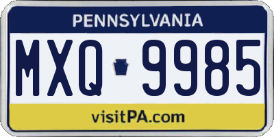 PA license plate MXQ9985