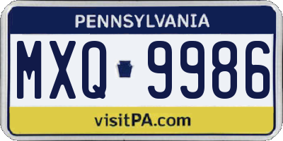 PA license plate MXQ9986
