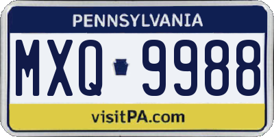 PA license plate MXQ9988
