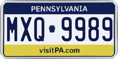 PA license plate MXQ9989