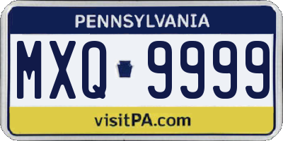 PA license plate MXQ9999