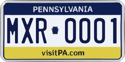 PA license plate MXR0001