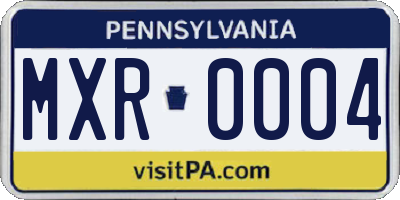 PA license plate MXR0004