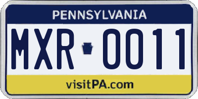 PA license plate MXR0011