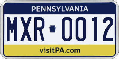 PA license plate MXR0012