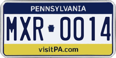 PA license plate MXR0014