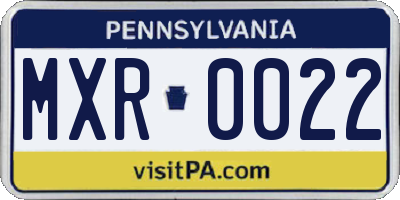 PA license plate MXR0022