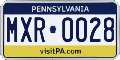 PA license plate MXR0028