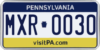 PA license plate MXR0030