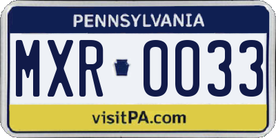 PA license plate MXR0033