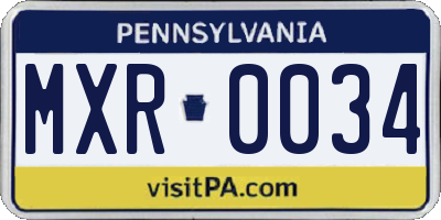 PA license plate MXR0034
