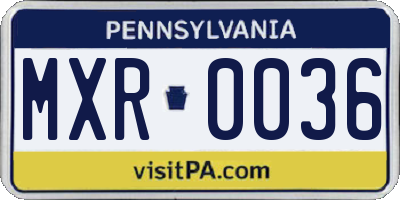 PA license plate MXR0036