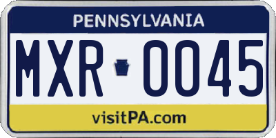 PA license plate MXR0045
