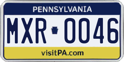 PA license plate MXR0046